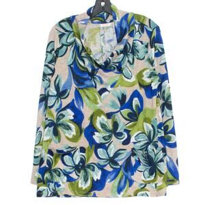LOGO Lori Goldstein Sweater Boho Coastal Grandma Cottage Cowl Floral Size Medium